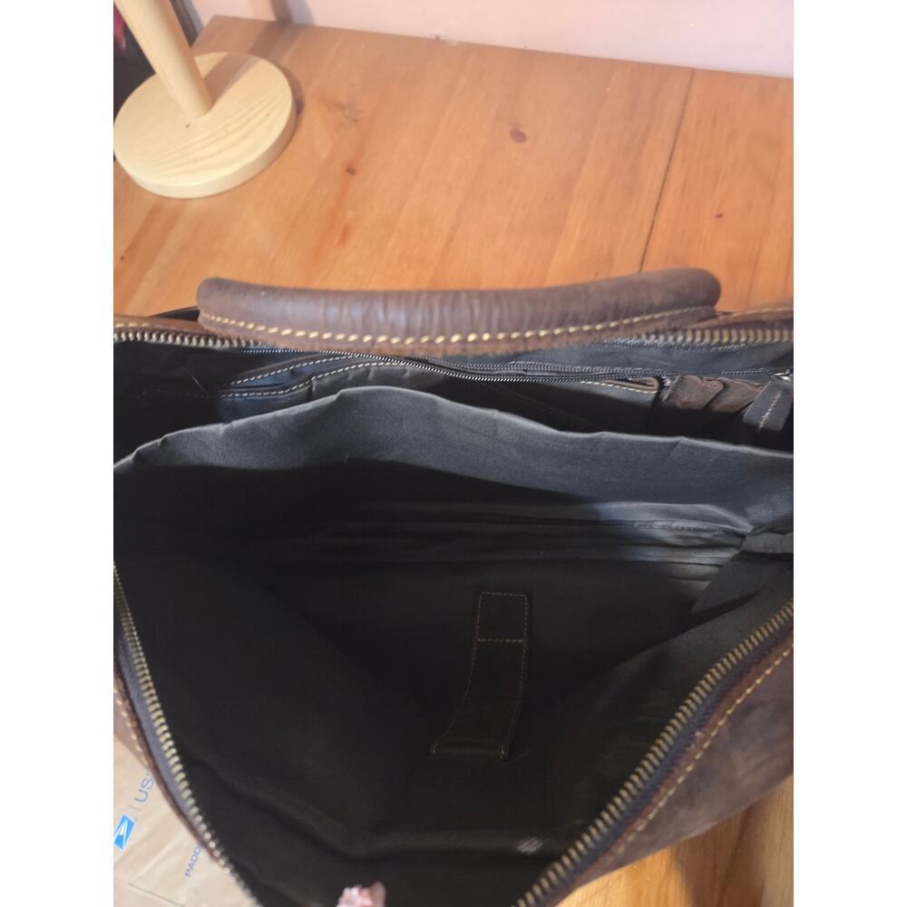 Kattee Leather Messenger Laptop Briefcase Dark Brown 17in Lots Of Storage! - Picture 10 of 10